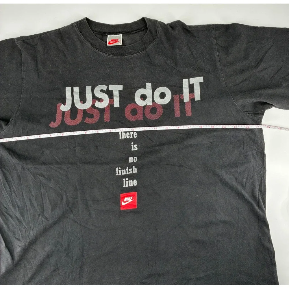 Vintage 90s Nike Just Do It There Is No Finish Line T Shirt Black‎